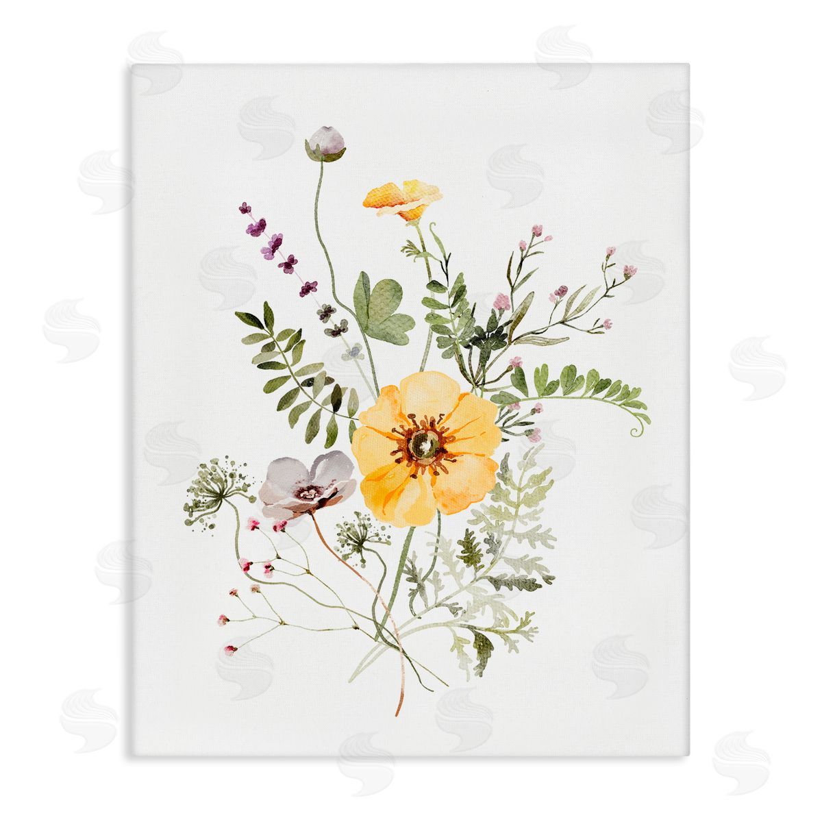 Lettered and Lined Gardening Herb Blooms Stretched Canvas Wall Art Print