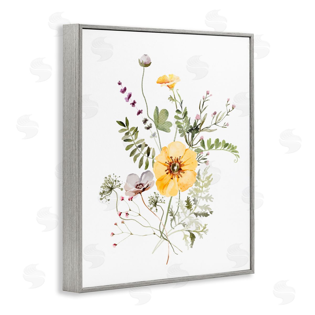 Lettered and Lined Gardening Herb Blooms Gray Framed Giclee Print Wall Art