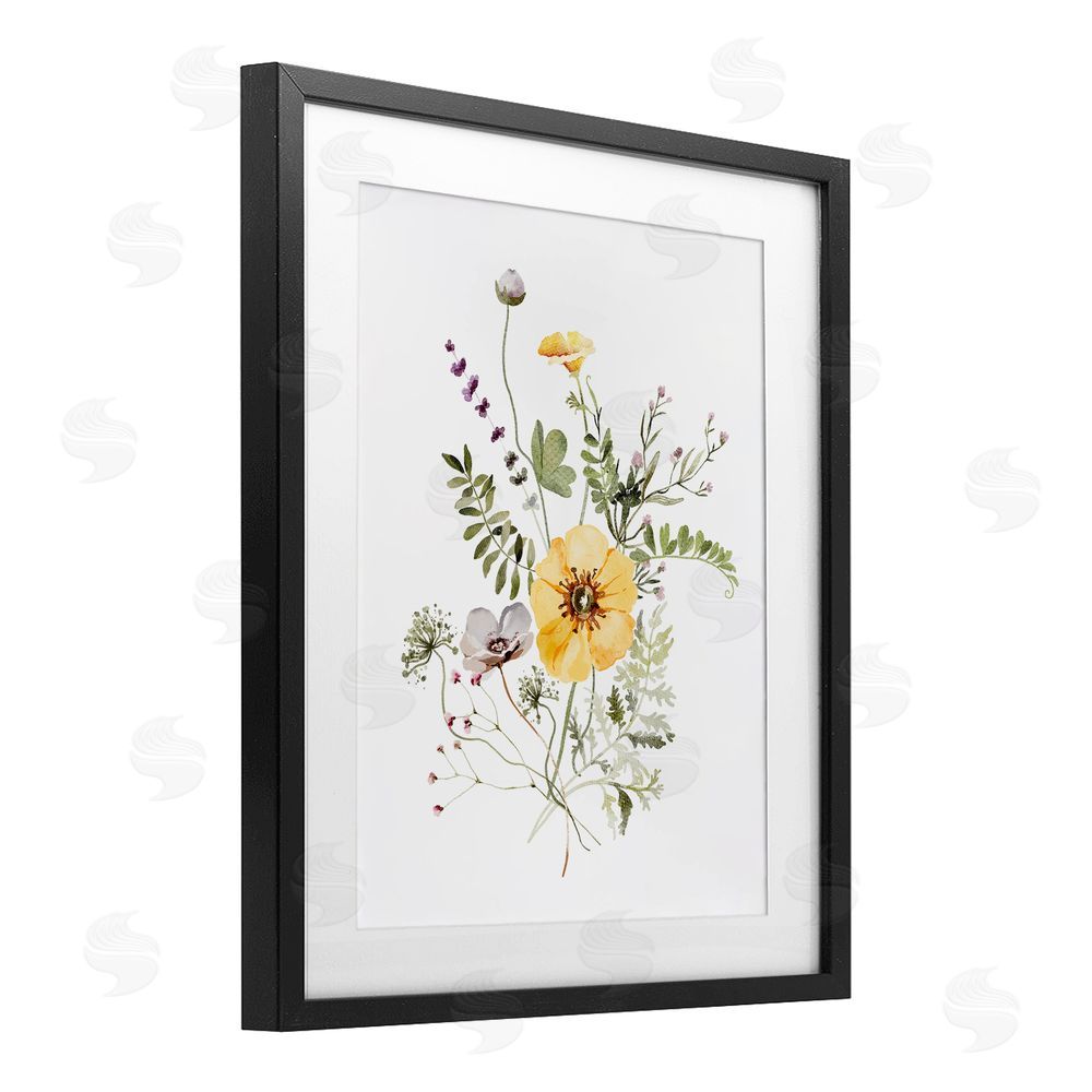 Lettered and Lined Gardening Herb Blooms Black Framed Print Under Glass Wall Art