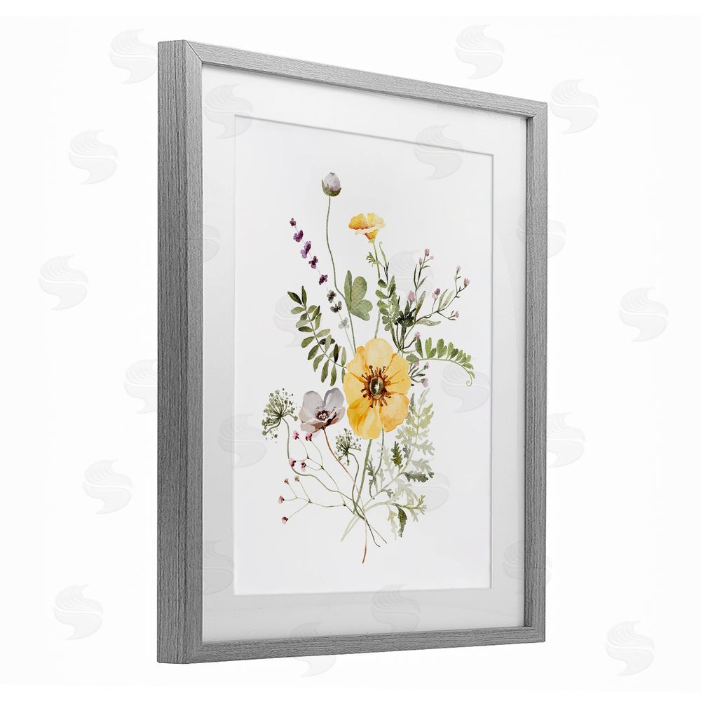 Lettered and Lined Gardening Herb Blooms Gray Framed Print Under Glass Wall Art