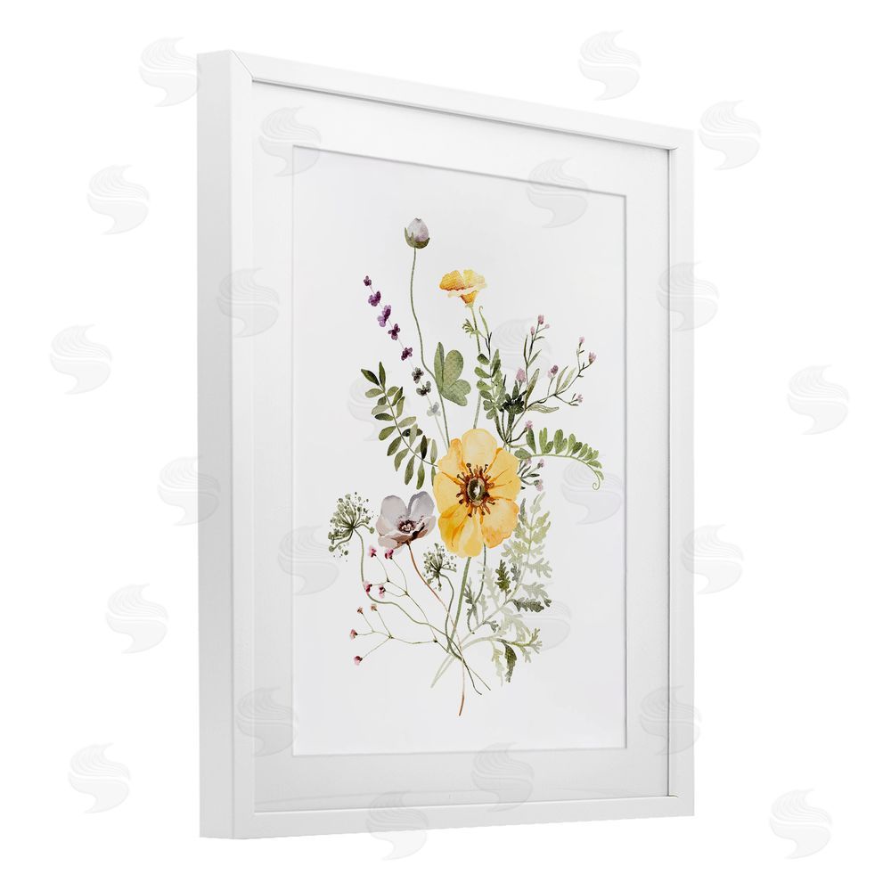 Lettered and Lined Gardening Herb Blooms White Framed Print Under Glass Wall Art