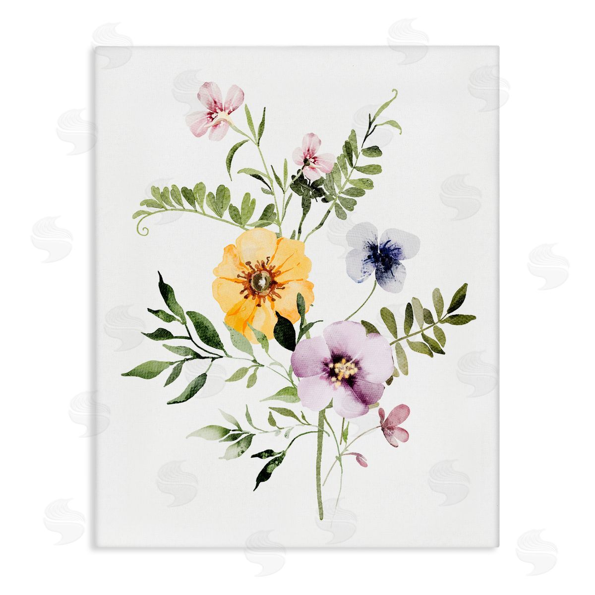 Lettered and Lined Garden Herbs Blooming Stretched Canvas Wall Art Print