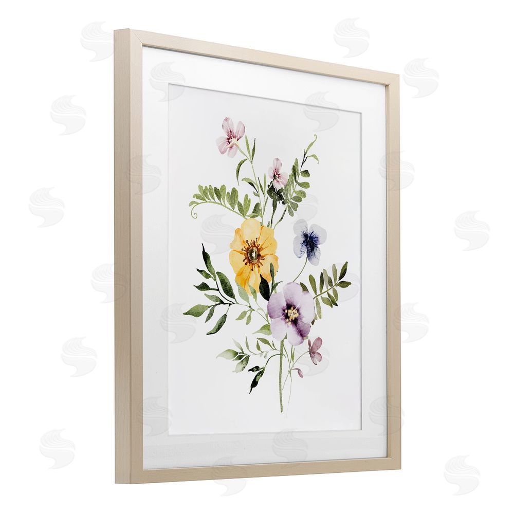 Lettered and Lined Garden Herbs Blooming Brown Framed Print Under Glass Wall Art