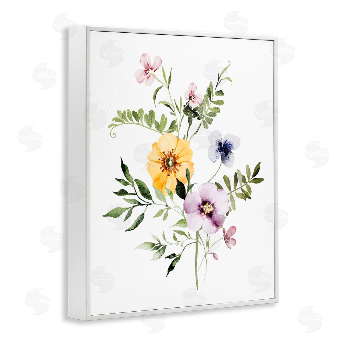 Lettered and Lined Garden Herbs Blooming White Framed Giclee Print Wall Art