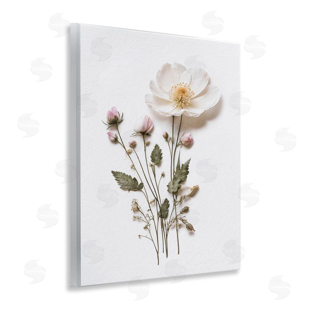 Lettered and Lined Simple Pressed Flowers Wooden Wall Plaque Art Print