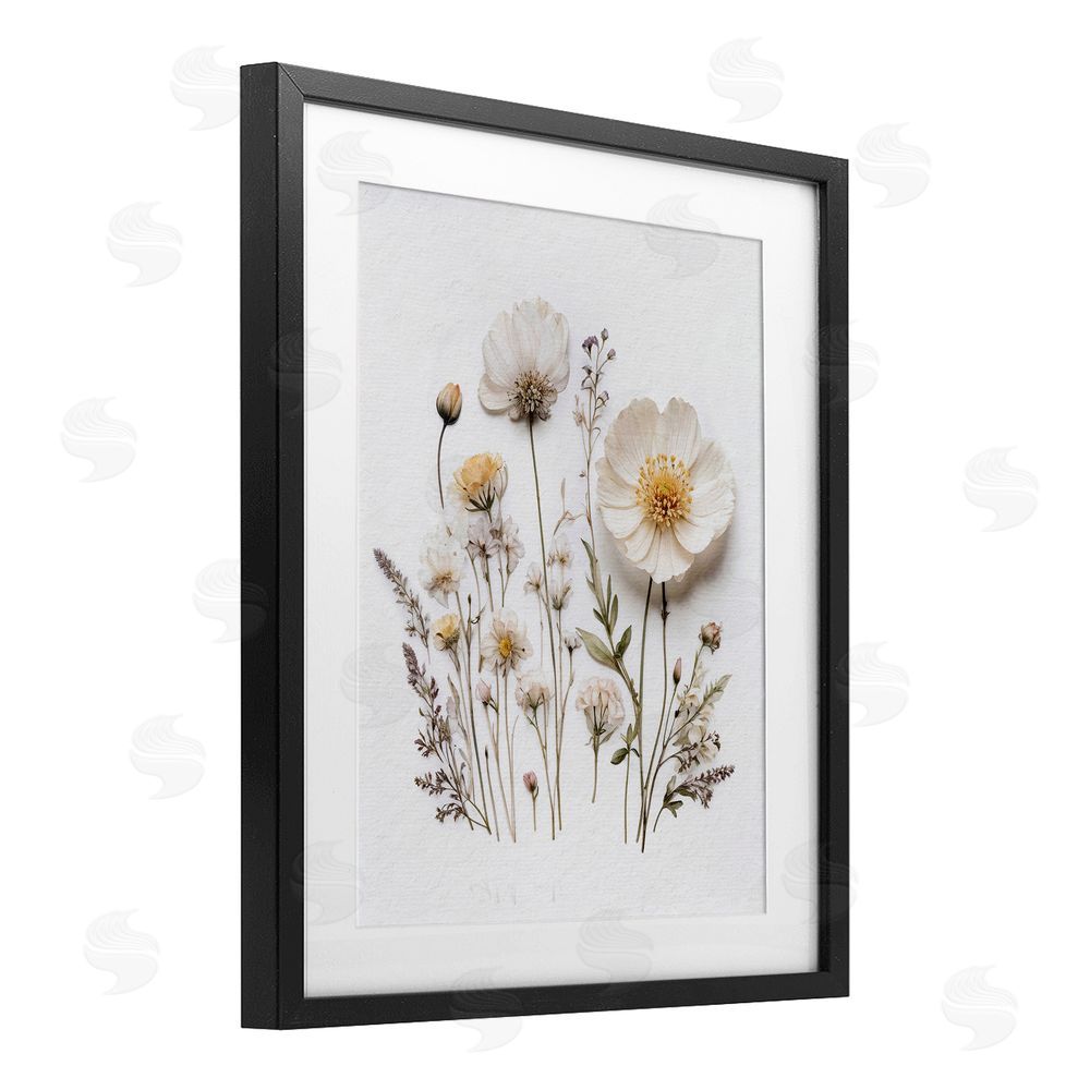 Lettered and Lined Pressed Bathroom Botanicals Black Framed Print Under Glass Wall Art
