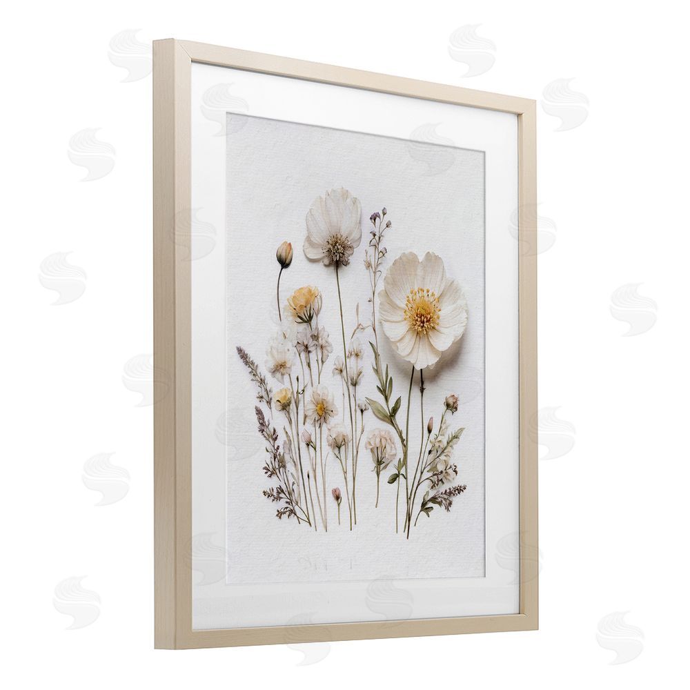 Lettered and Lined Pressed Bathroom Botanicals Brown Framed Print Under Glass Wall Art