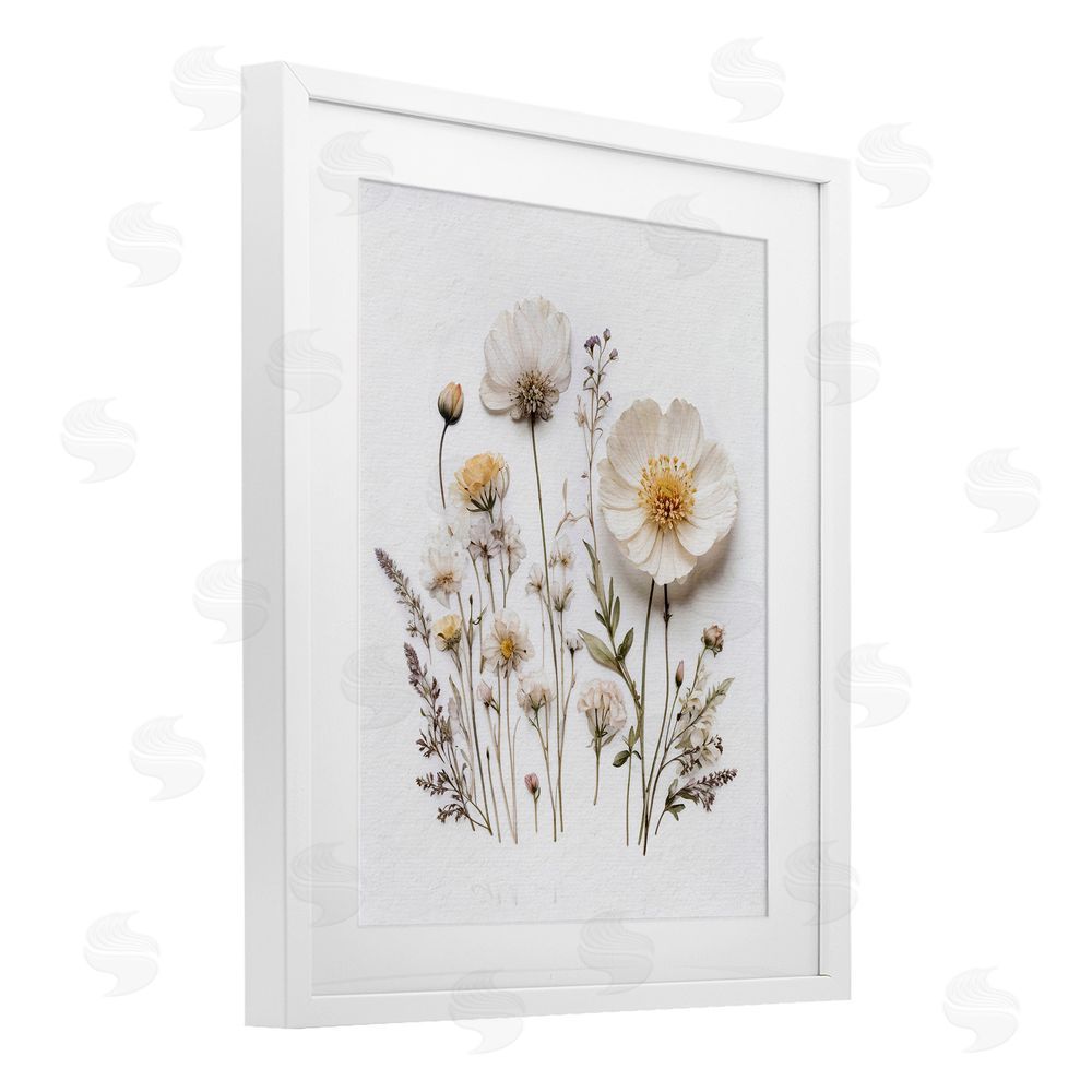 Lettered and Lined Pressed Bathroom Botanicals White Framed Print Under Glass Wall Art