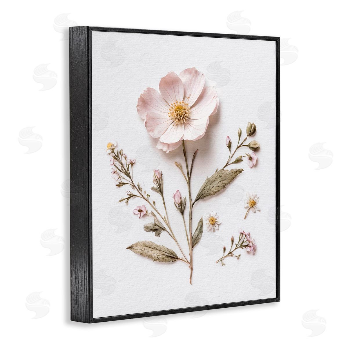 Lettered and Lined Pressed Wild Flowers Black Framed Giclee Print Wall Art