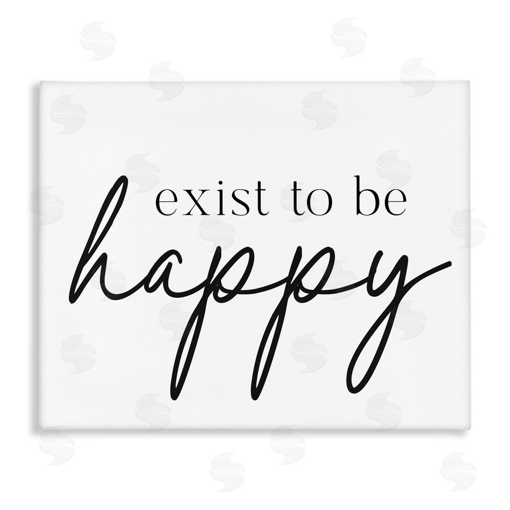 Lettered and Lined Exist To Be Happy Stretched Canvas Wall Art Print