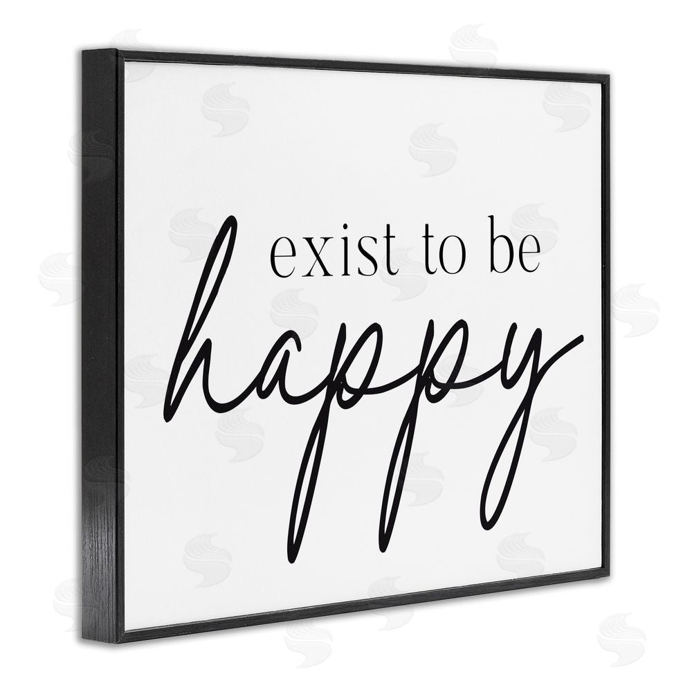 Lettered and Lined Exist To Be Happy Black Framed Giclee Print Wall Art