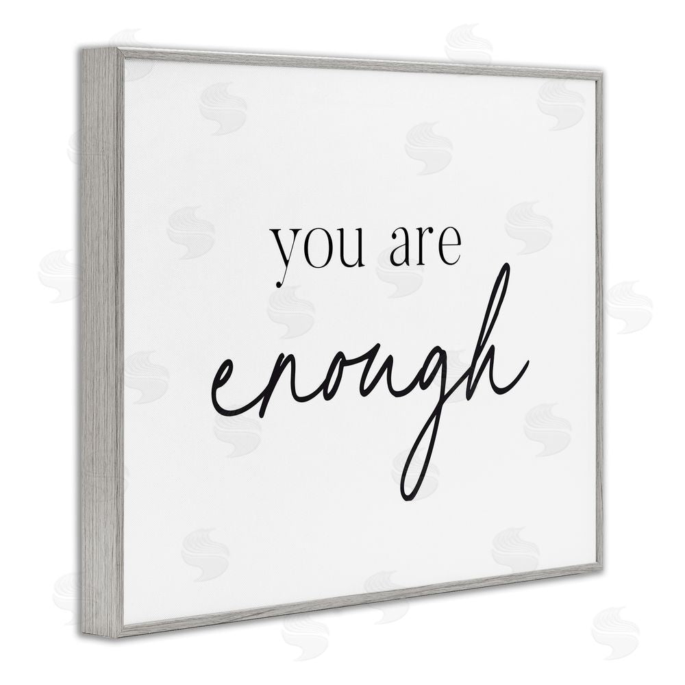 Lettered and Lined You Are Enough Sentiment Gray Framed Giclee Print Wall Art