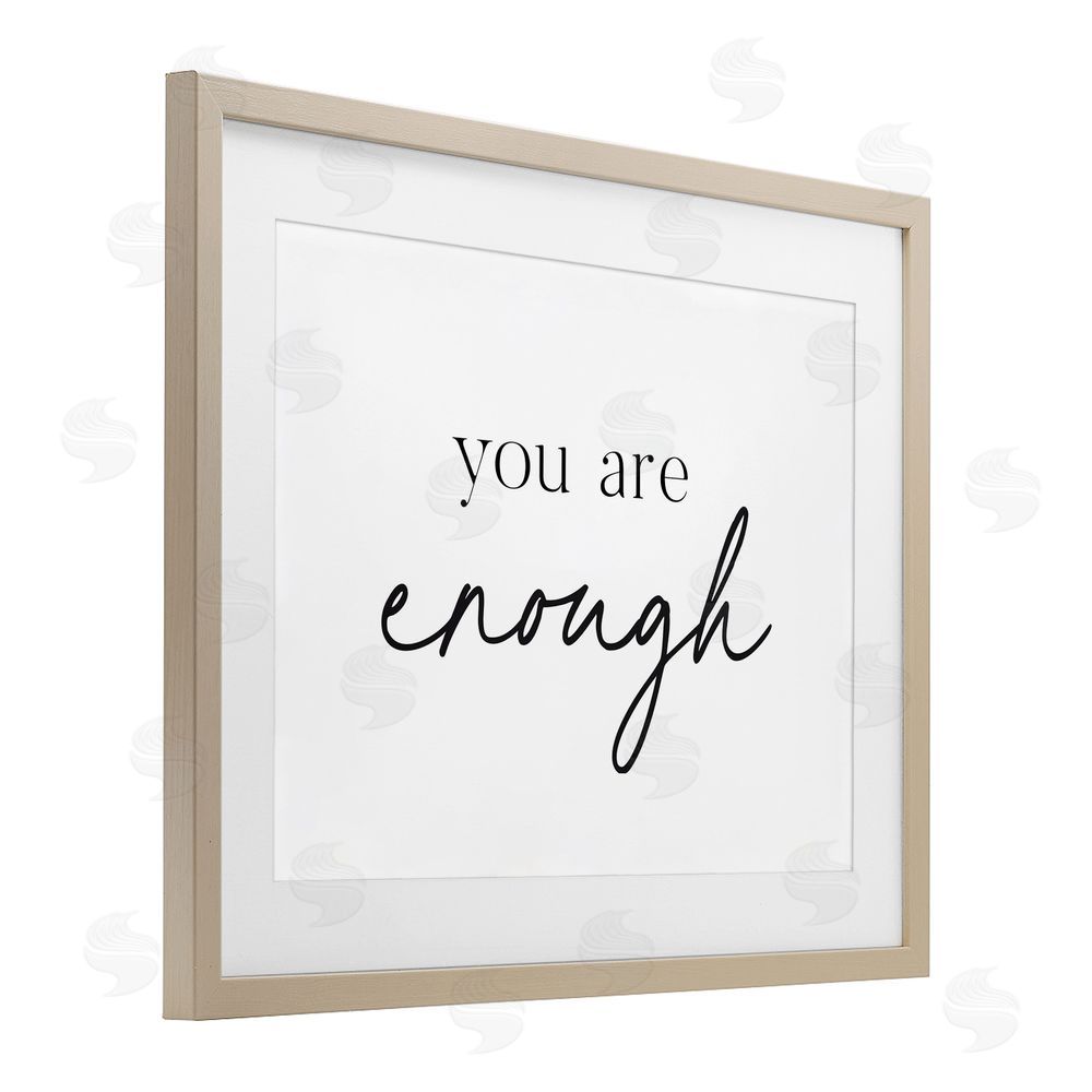 Lettered and Lined You Are Enough Sentiment Brown Framed Print Under Glass Wall Art