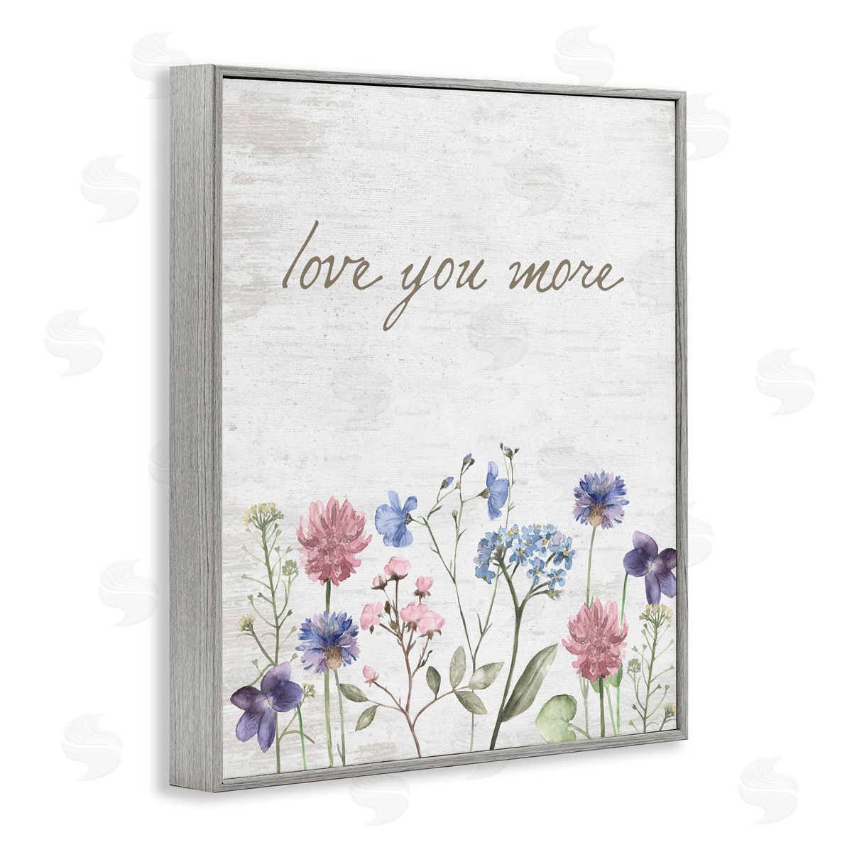 Lettered and Lined Love You More Wildflowers Gray Framed Giclee Print Wall Art