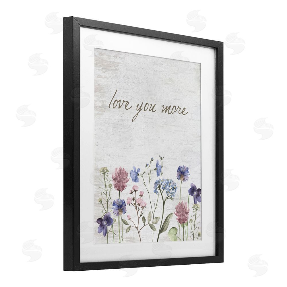 Lettered and Lined Love You More Wildflowers Black Framed Print Under Glass Wall Art