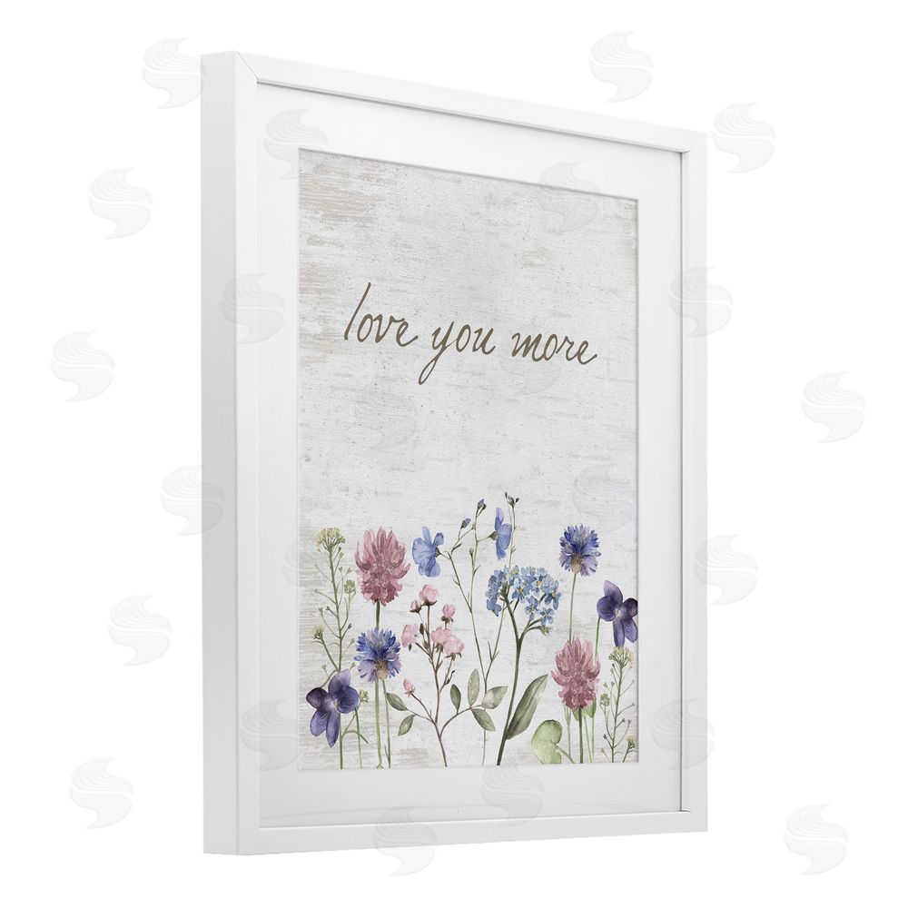 Lettered and Lined Love You More Wildflowers White Framed Print Under Glass Wall Art