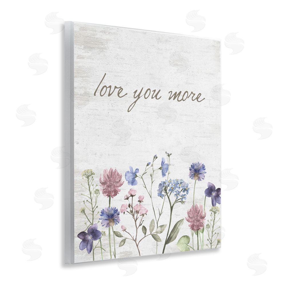 Lettered and Lined Love You More Wildflowers Wooden Wall Plaque Art Print
