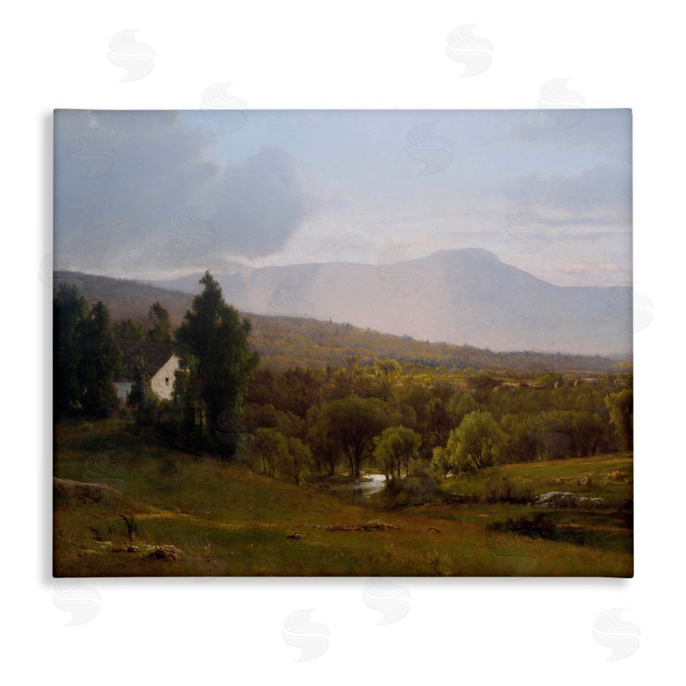 Lettered and Lined Cabins in Peaceful Vista Stretched Canvas Wall Art Print