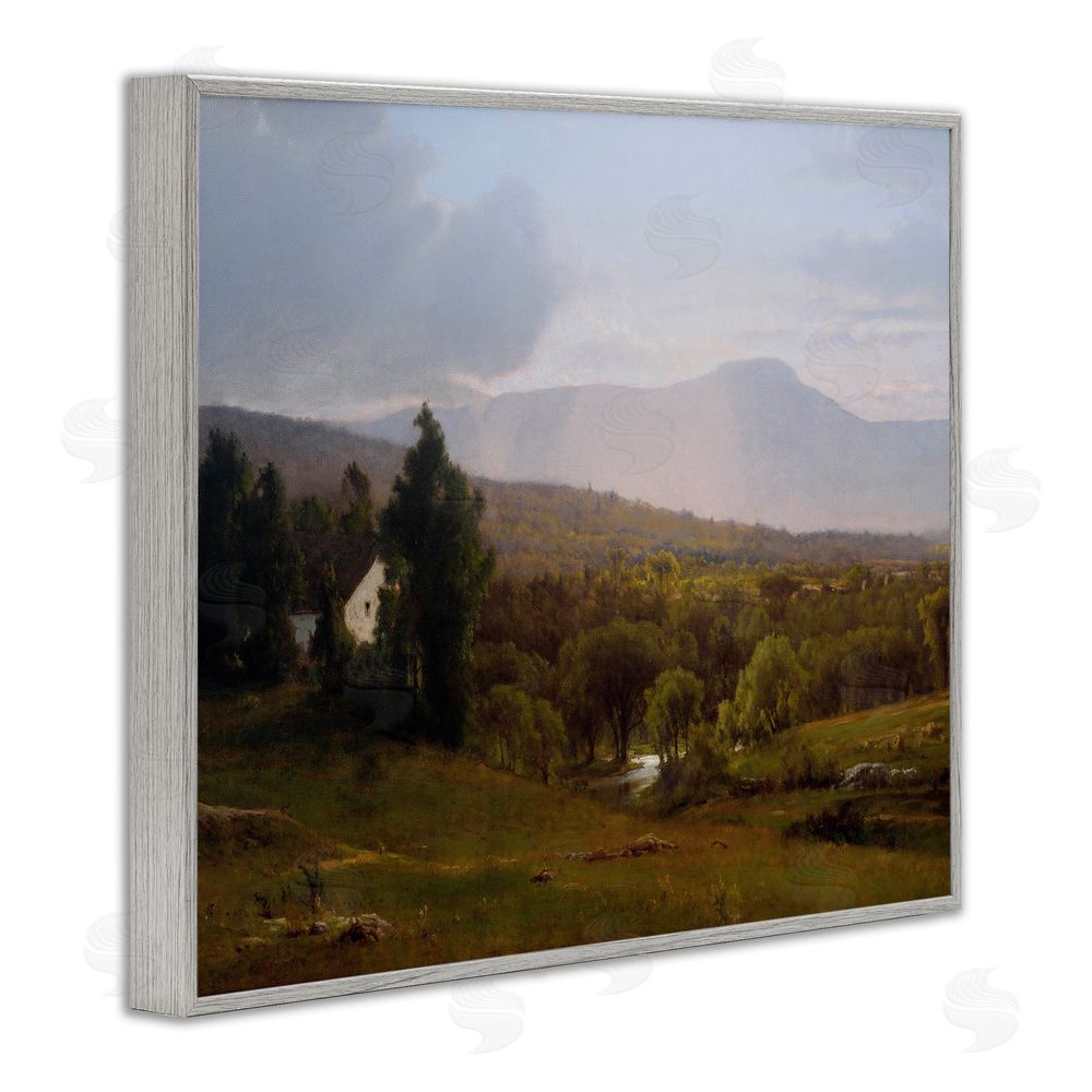 Lettered and Lined Cabins in Peaceful Vista Gray Framed Giclee Print Wall Art