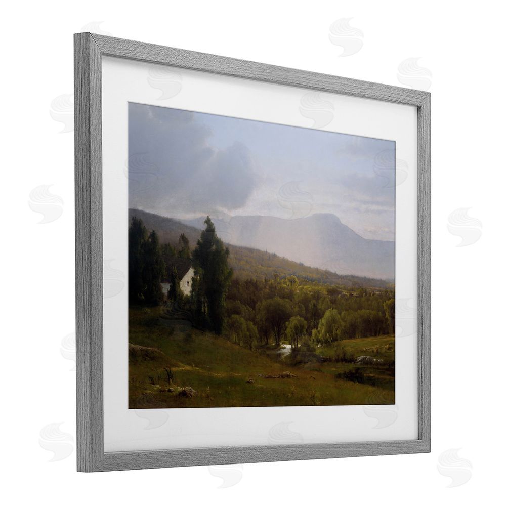 Lettered and Lined Cabins in Peaceful Vista Gray Framed Print Under Glass Wall Art