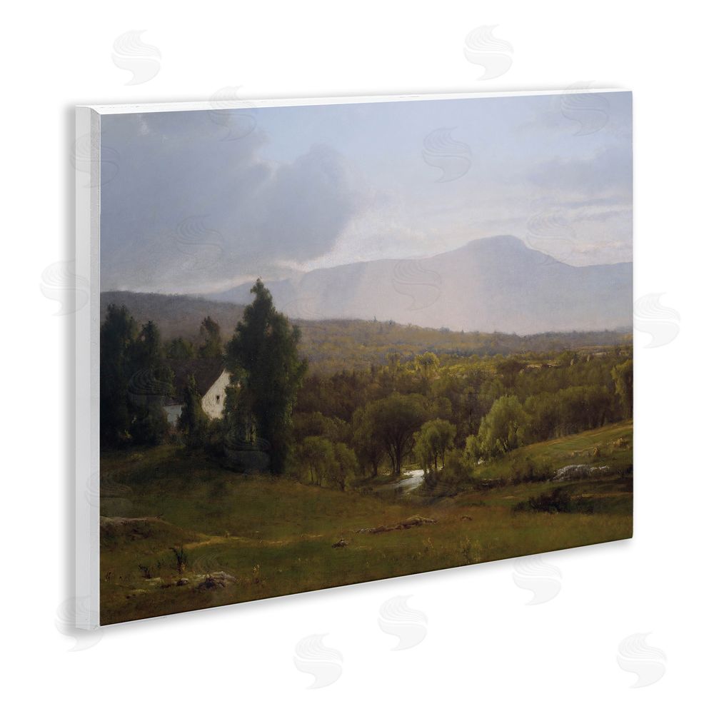 Lettered and Lined Cabins in Peaceful Vista Wooden Wall Plaque Art Print