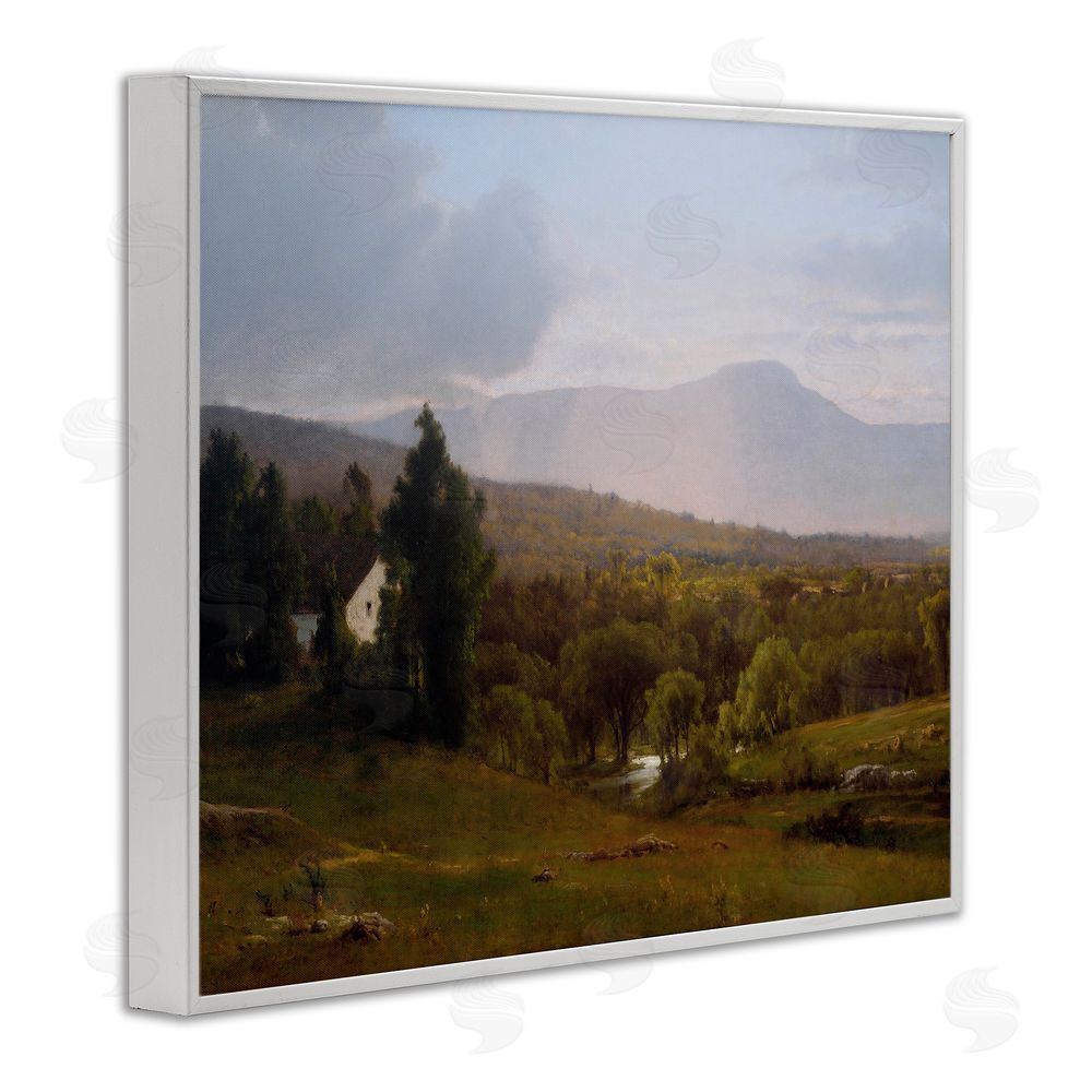 Lettered and Lined Cabins in Peaceful Vista White Framed Giclee Print Wall Art