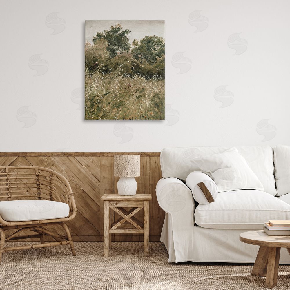 Lettered and Lined Dense Forest Thicket Stretched Canvas Wall Art Print in Room