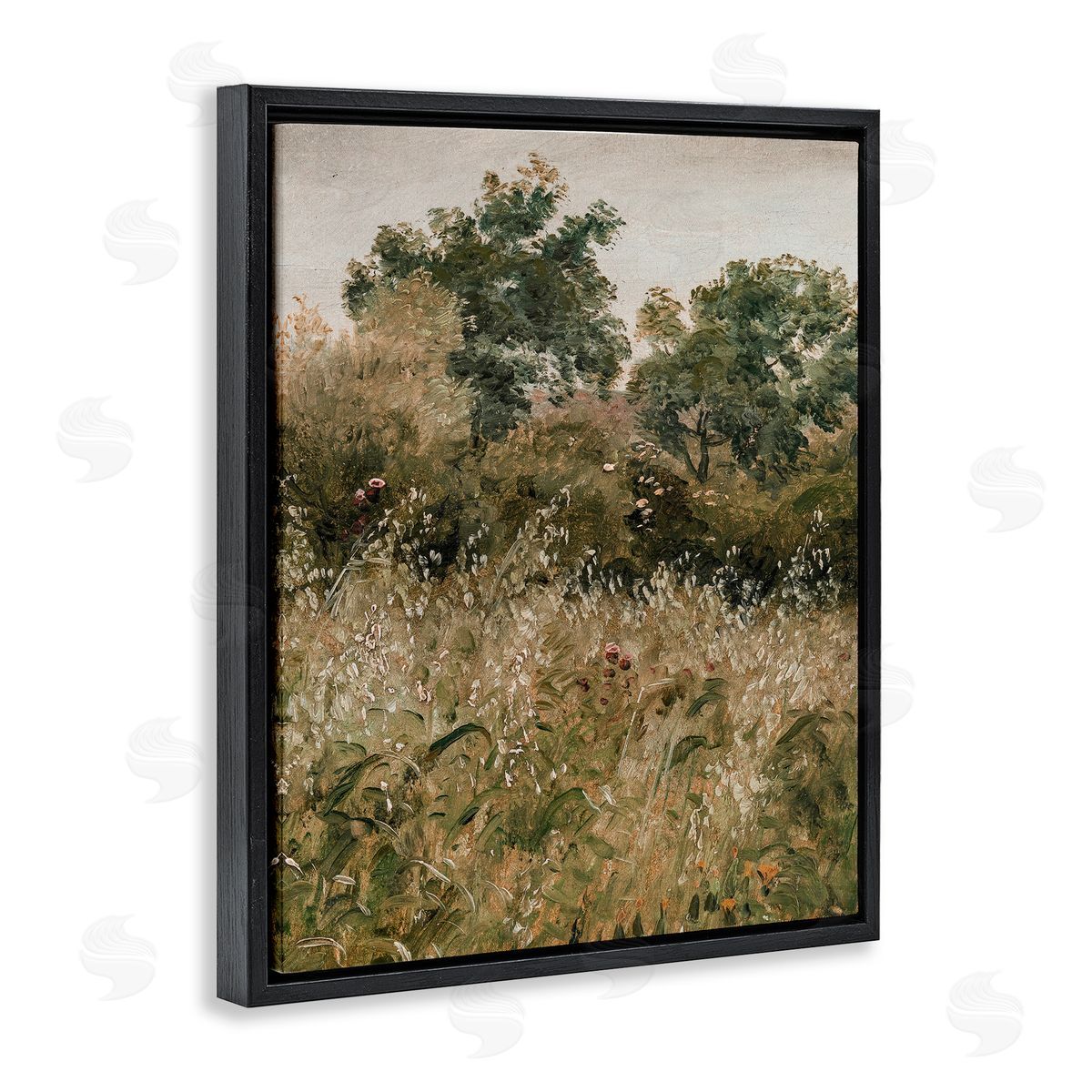 Lettered and Lined Dense Forest Thicket Black Floating Frame Canvas Wall Art Print