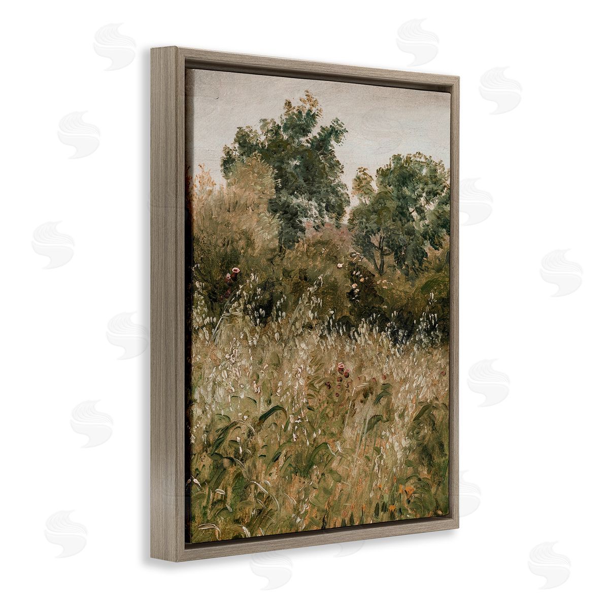 Lettered and Lined Dense Forest Thicket Brown Floating Frame Canvas Wall Art Print