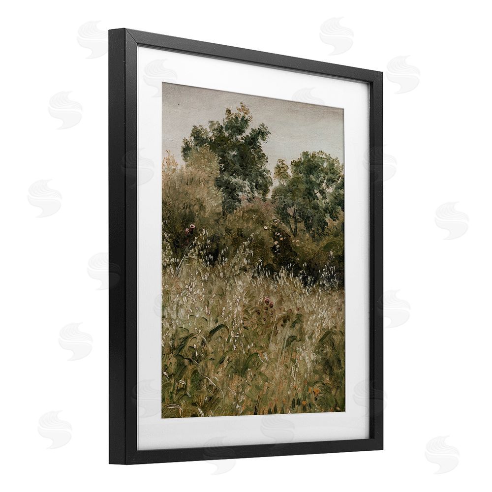 Lettered and Lined Dense Forest Thicket Black Framed Print Under Glass Wall Art
