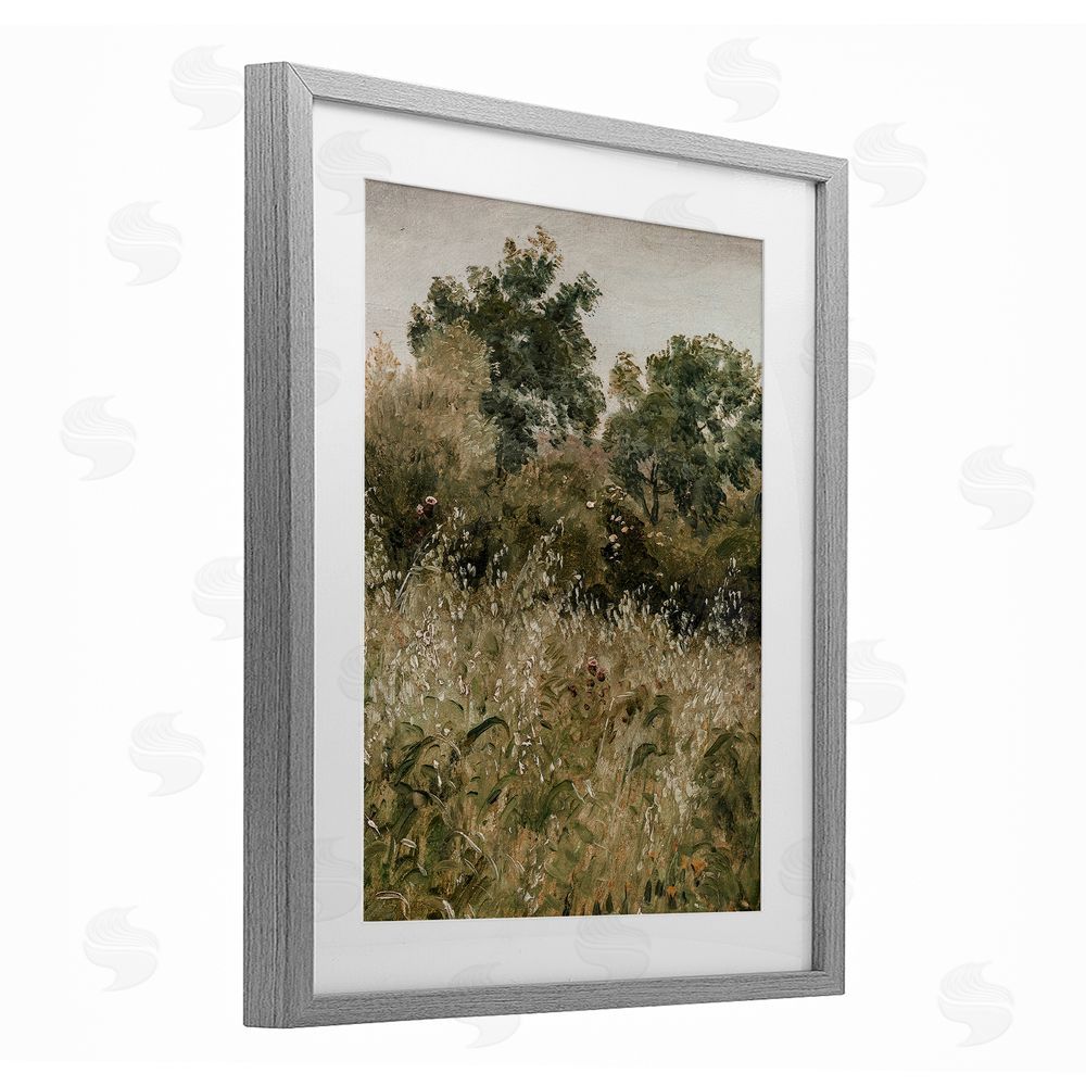 Lettered and Lined Dense Forest Thicket Gray Framed Print Under Glass Wall Art