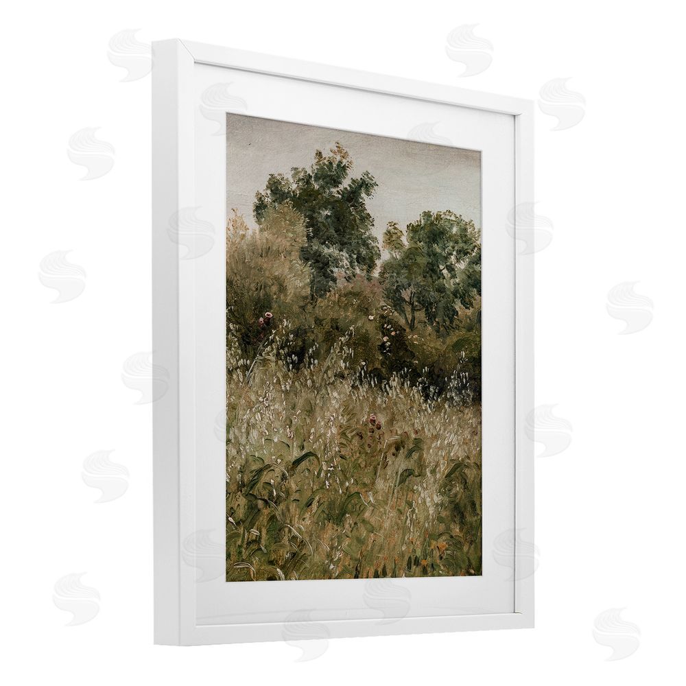 Lettered and Lined Dense Forest Thicket White Framed Print Under Glass Wall Art