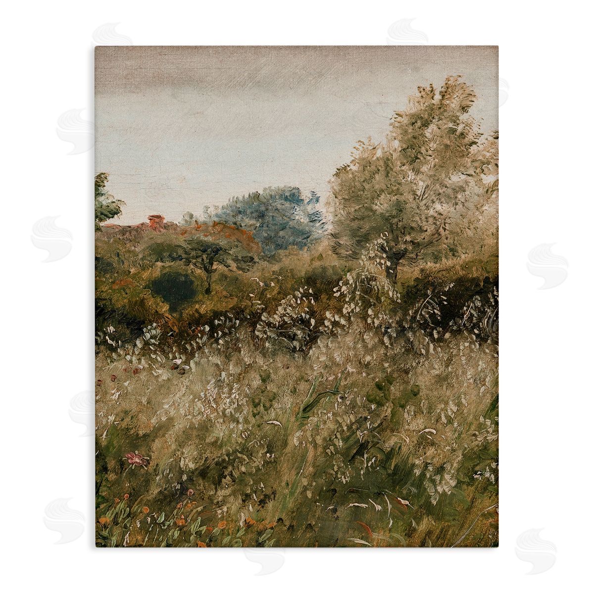 Lettered and Lined Thicket in Countryside Stretched Canvas Wall Art Print