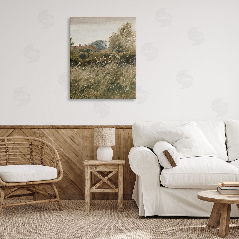 Lettered and Lined Thicket in Countryside Stretched Canvas Wall Art Print in Room