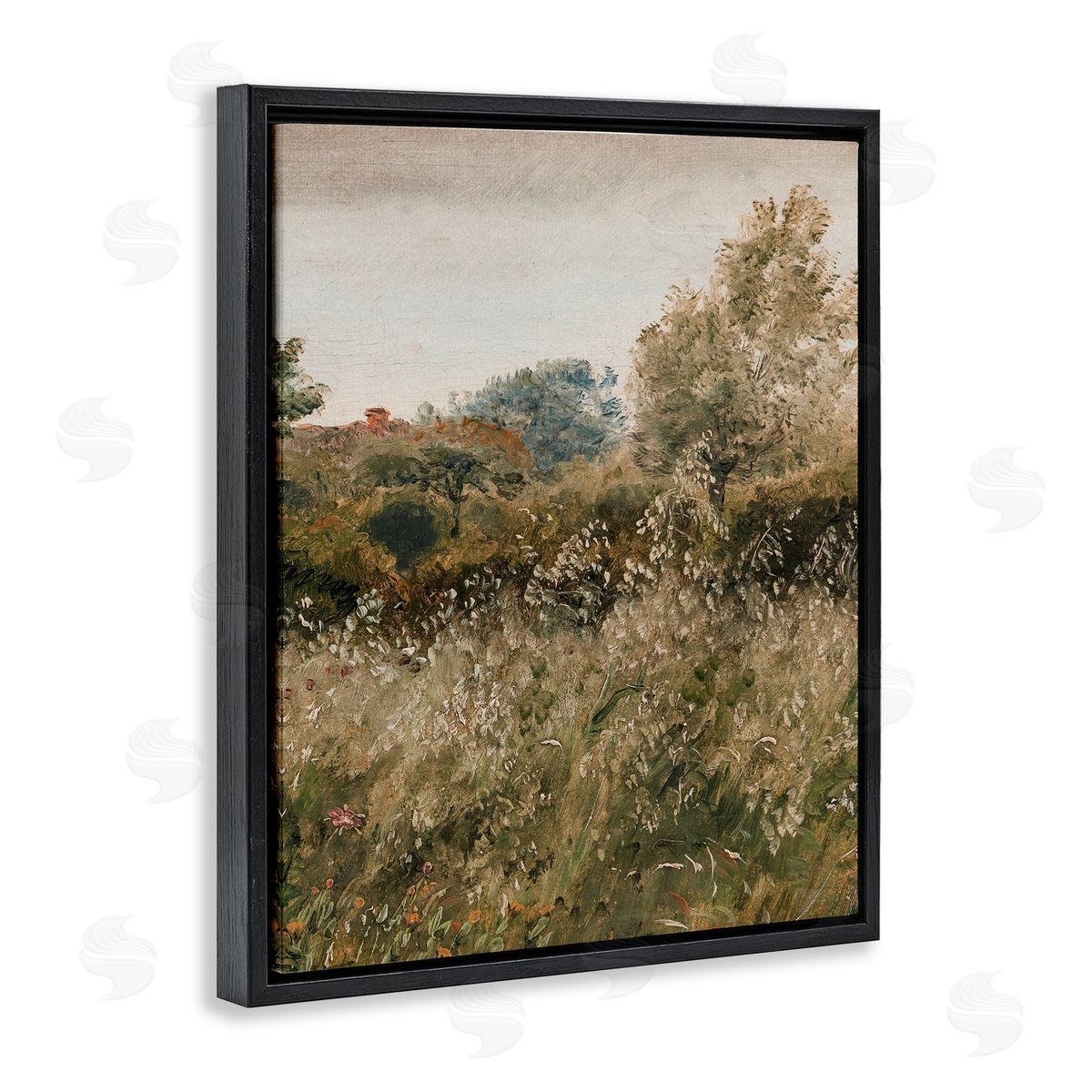 Lettered and Lined Thicket in Countryside Black Floating Frame Canvas Wall Art Print