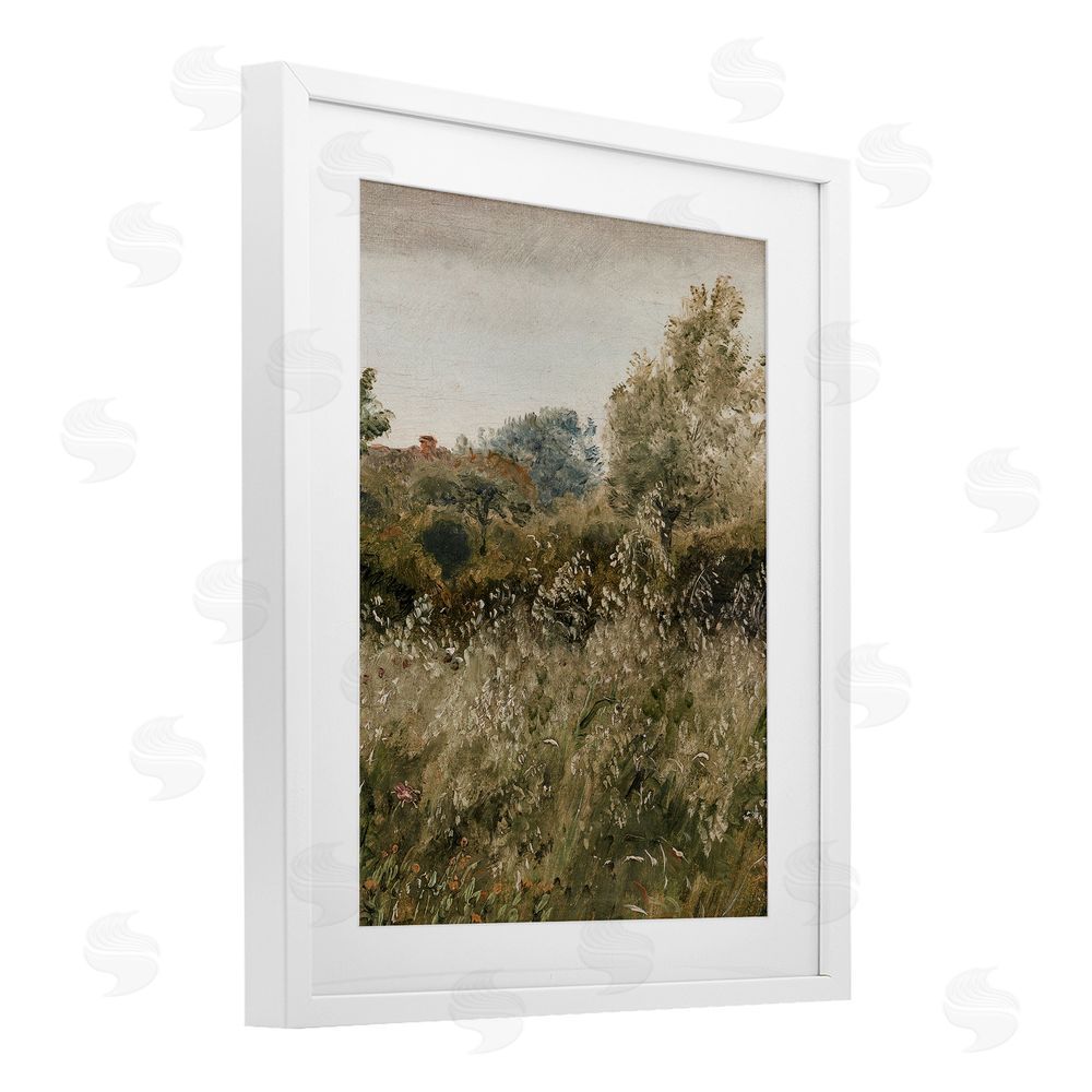 Lettered and Lined Thicket in Countryside White Framed Print Under Glass Wall Art