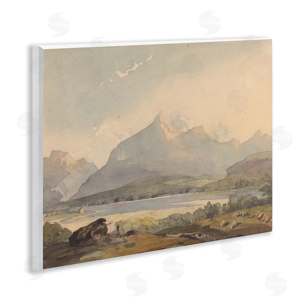 Lettered and Lined Peaceful Hazy Mountains Wooden Wall Plaque Art Print