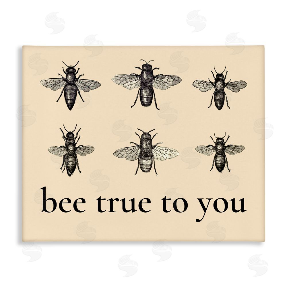 Lettered and Lined Bee True To You Inspiration Stretched Canvas Wall Art Print