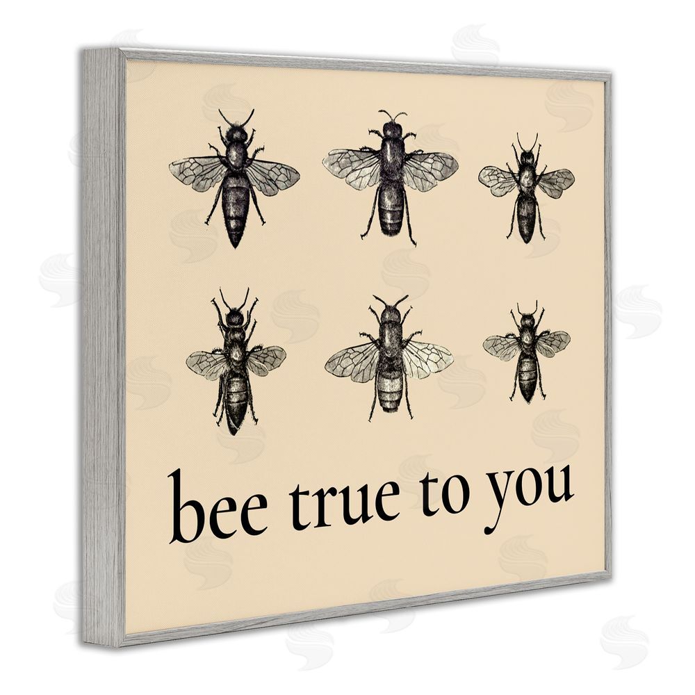 Lettered and Lined Bee True To You Inspiration Gray Framed Giclee Print Wall Art