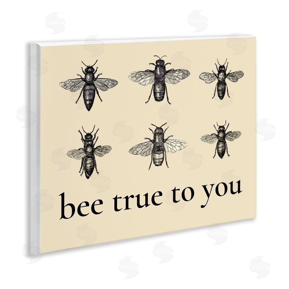 Lettered and Lined Bee True To You Inspiration Wooden Wall Plaque Art Print