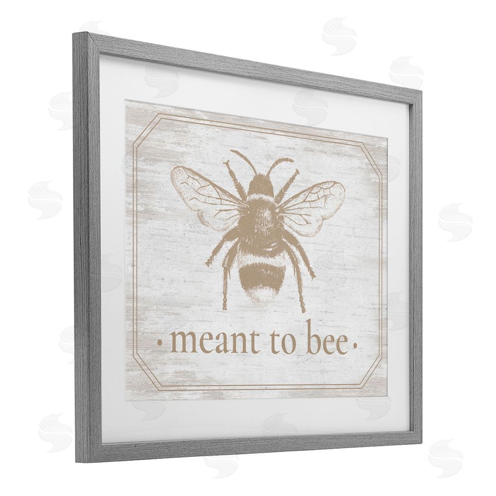 Lettered and Lined Meant To Bee Rustic Border Gray Framed Print Under Glass Wall Art