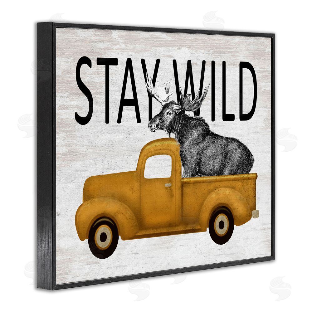 Lettered and Lined Stay Wild Moose Truck Black Framed Giclee Print Wall Art