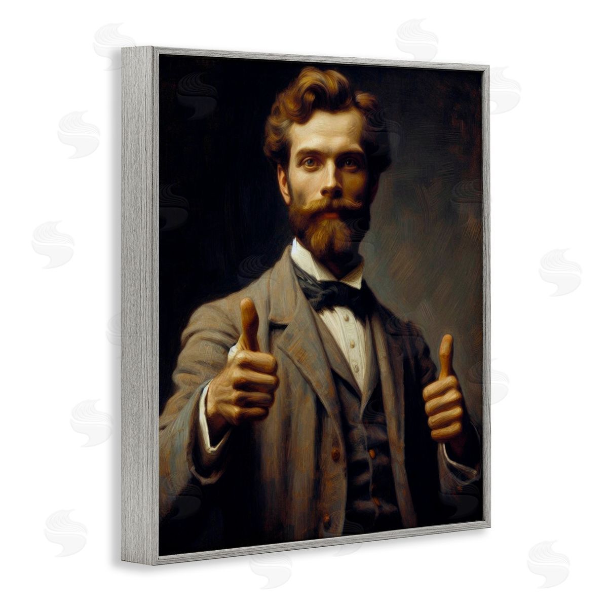 Lettered and Lined Funny Thumbs Up Gentleman Gray Framed Giclee Print Wall Art