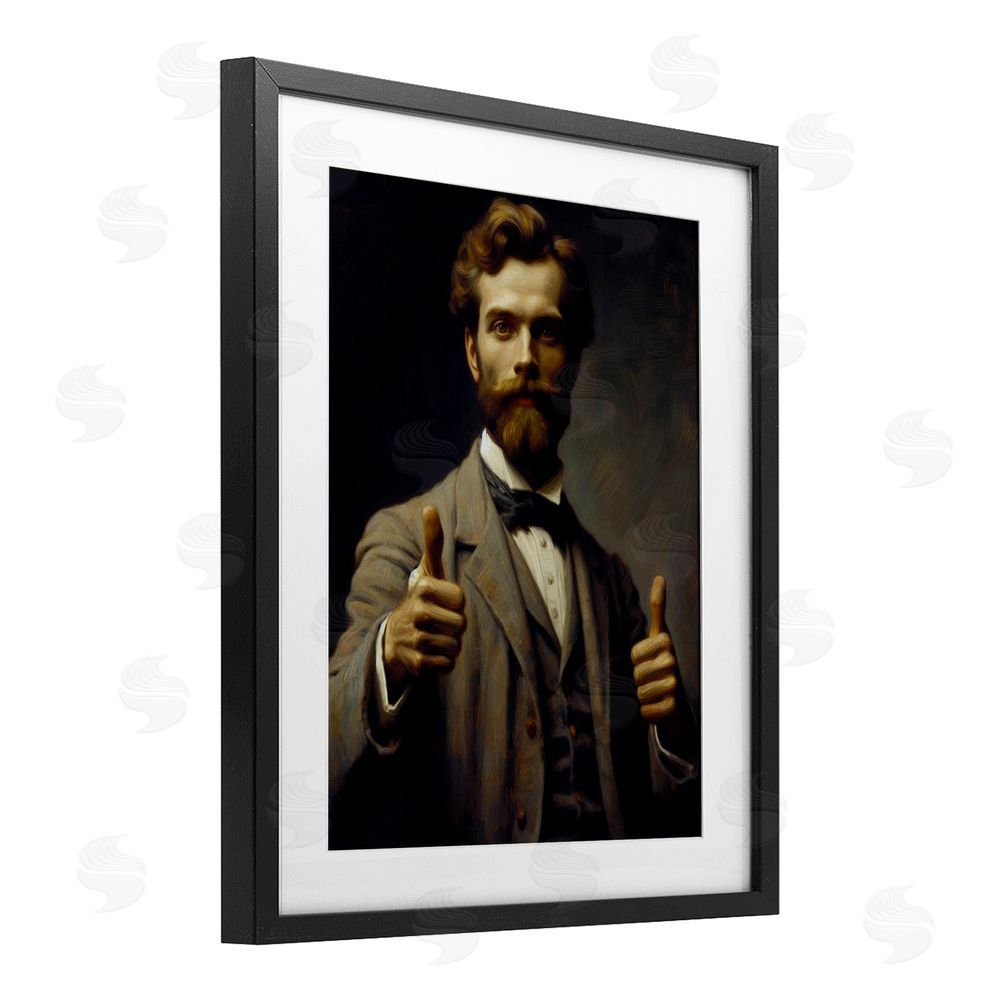 Lettered and Lined Funny Thumbs Up Gentleman Black Framed Print Under Glass Wall Art