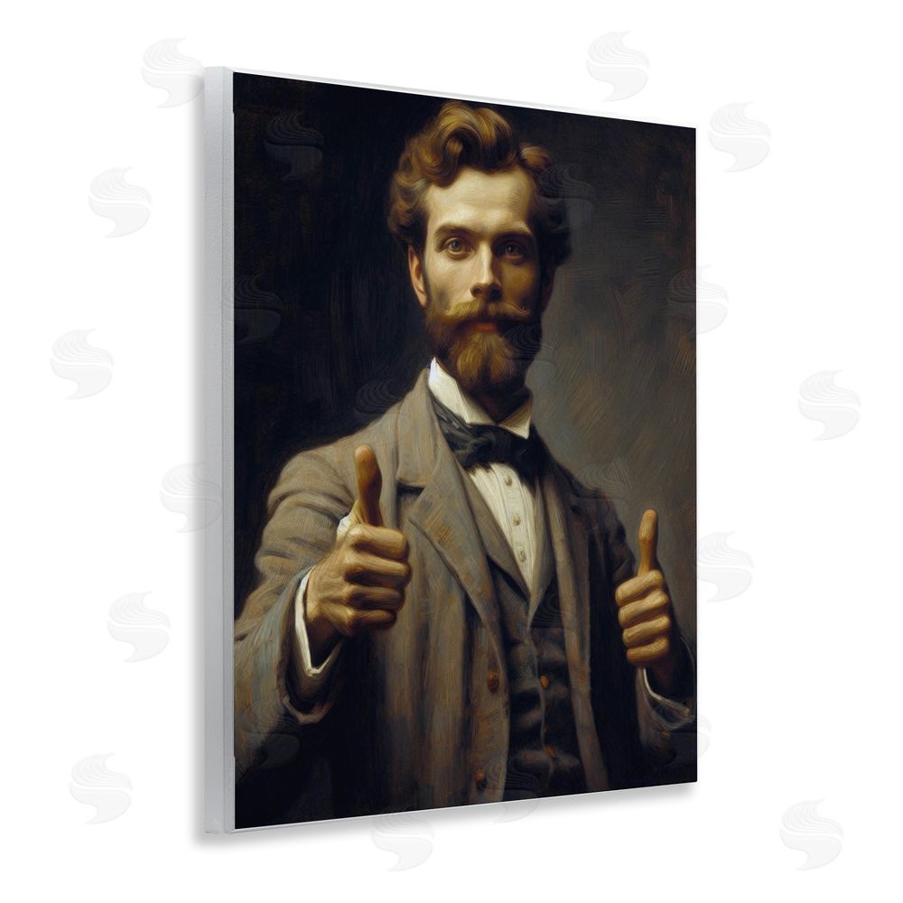 Lettered and Lined Funny Thumbs Up Gentleman Wooden Wall Plaque Art Print