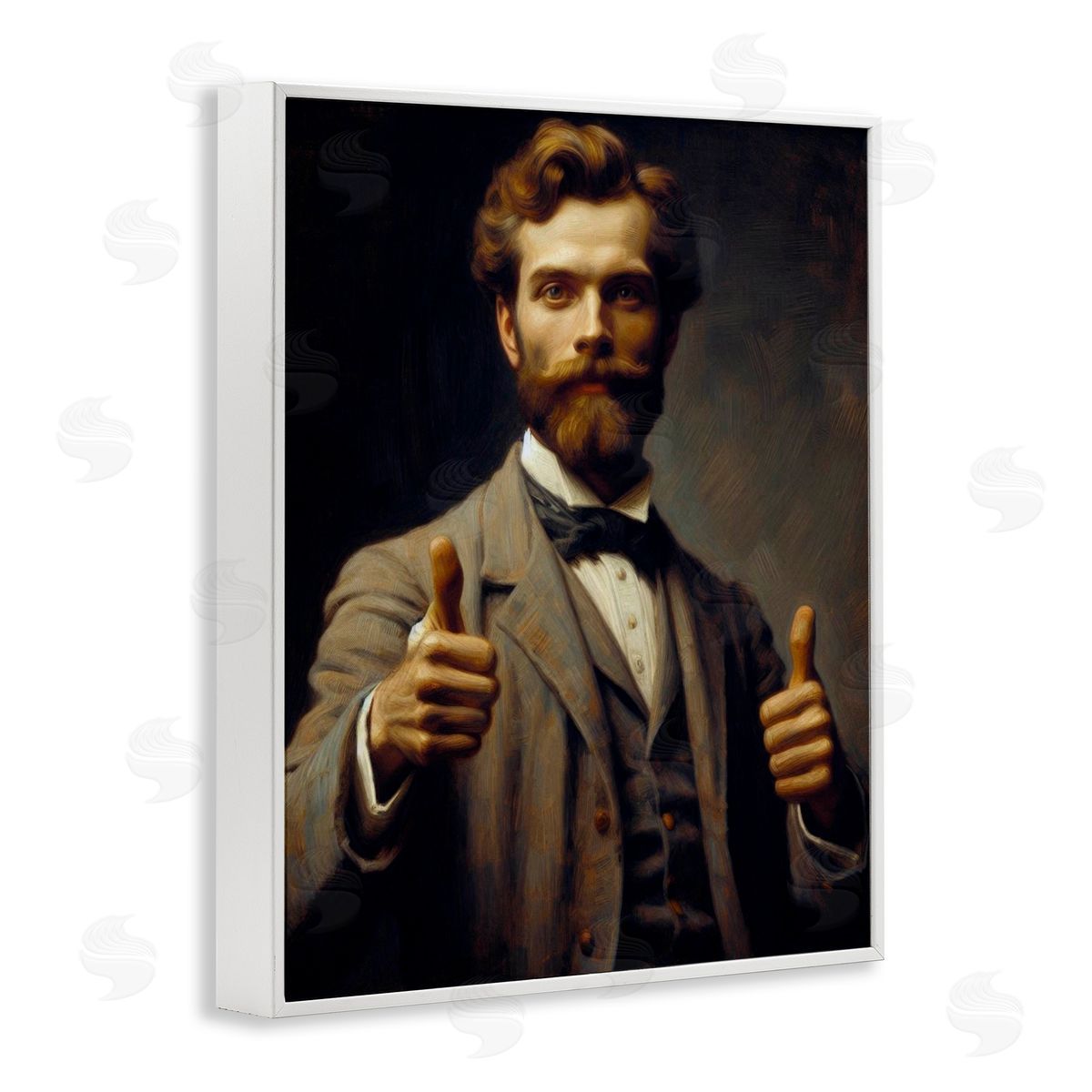 Lettered and Lined Funny Thumbs Up Gentleman White Framed Giclee Print Wall Art
