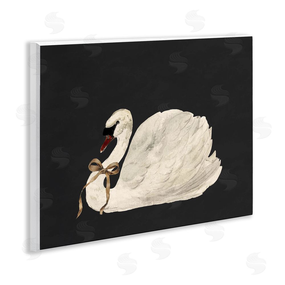 Lettered and Lined Festive Swan with Ribbon Wall Plaque Art Print