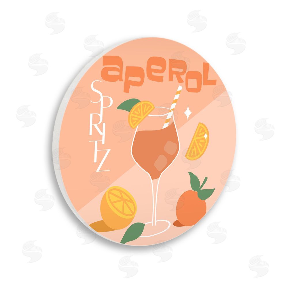 Anna Quach Aperol Spritz Funky Cocktail Wooden Wall Plaque Art Print