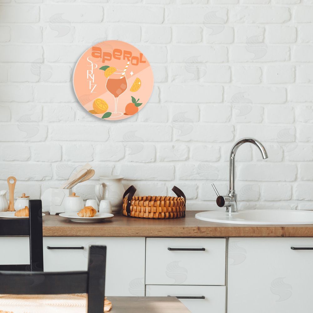 Anna Quach Aperol Spritz Funky Cocktail Circular Wall Plaque Art Print in Room