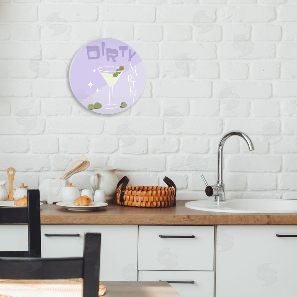Anna Quach Dirty Martini Funky Cocktail Circular Wall Plaque Art Print in Room